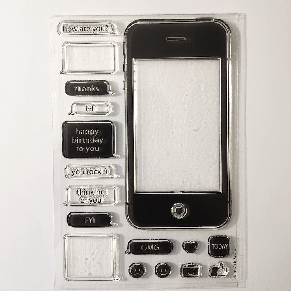 #41 Stamp Set Cell Phone Texting Emoji Message Thanks Card Making Scrapbooking